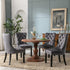 4x Velvet Dining Chairs Upholstered Tufted Kithcen Chair with Solid Wood Legs Stud Trim and Ring-Gray