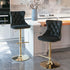 4x Height Adjustable Swivel Bar Stool Velvet Studs Barstool with Footrest and Golden Base- Black