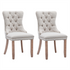 4x AADEN Modern Elegant Button-Tufted Upholstered Fabric with Studs Trim and Wooden legs Dining Side Chair-Beige