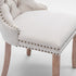 6x AADEN Modern Elegant Button-Tufted Upholstered Fabric with Studs Trim and Wooden legs Dining Side Chair-Beige