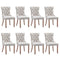 8x AADEN Modern Elegant Button-Tufted Upholstered Fabric with Studs Trim and Wooden legs Dining Side Chair-Beige