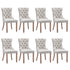 8x AADEN Modern Elegant Button-Tufted Upholstered Fabric with Studs Trim and Wooden legs Dining Side Chair-Beige