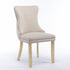 4x Velvet Upholstered Dining Chairs Tufted Wingback Side Chair with Studs Trim Solid Wood Legs for Kitchen