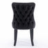 4x Velvet Upholstered Dining Tufted Chairs with Studs Trim and Solid Wood Legs-Black