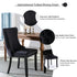 6x Velvet Upholstered Dining Tufted Chairs with Studs Trim and Solid Wood Legs-Black