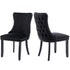 8x Velvet Upholstered Dining Tufted Chairs with Studs Trim and Solid Wood Legs-Black