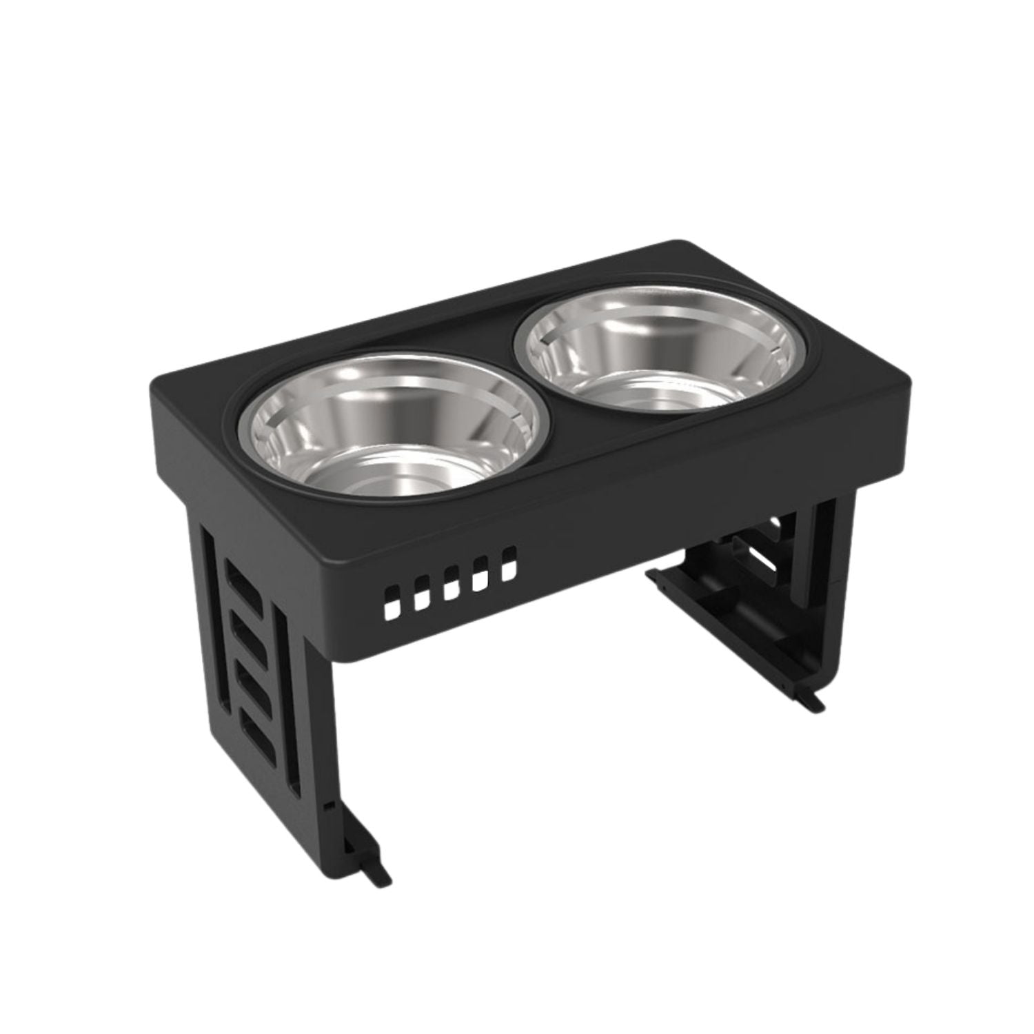 FLOOFI Elevated Raised Pet Feeder with Double Bowl (Black)