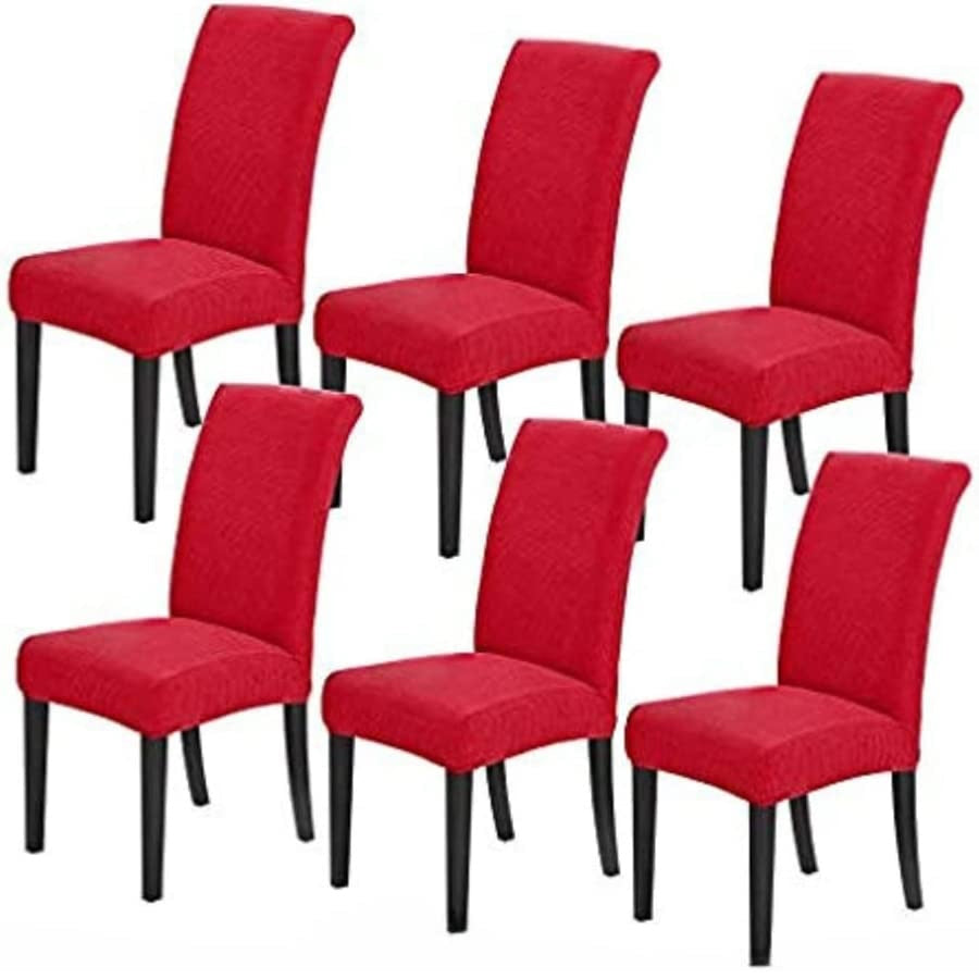GOMINIMO 6pcs Dining Chair Slipcovers/ Protective Covers (Burgundy)