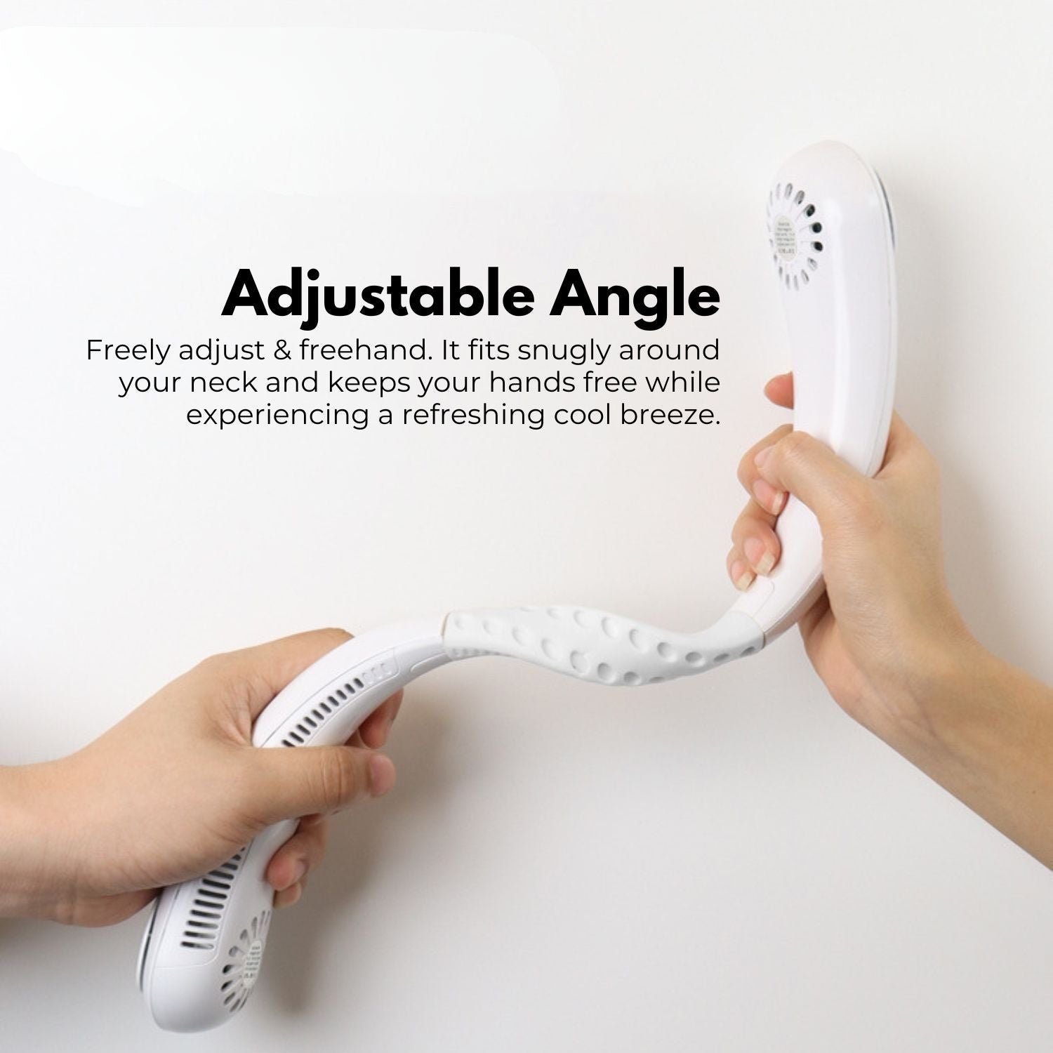 Rechargeable Portable Bladeless Neck Fan with 3 Speeds and 62 Air Outlet (White) GO-NF-100-HJ