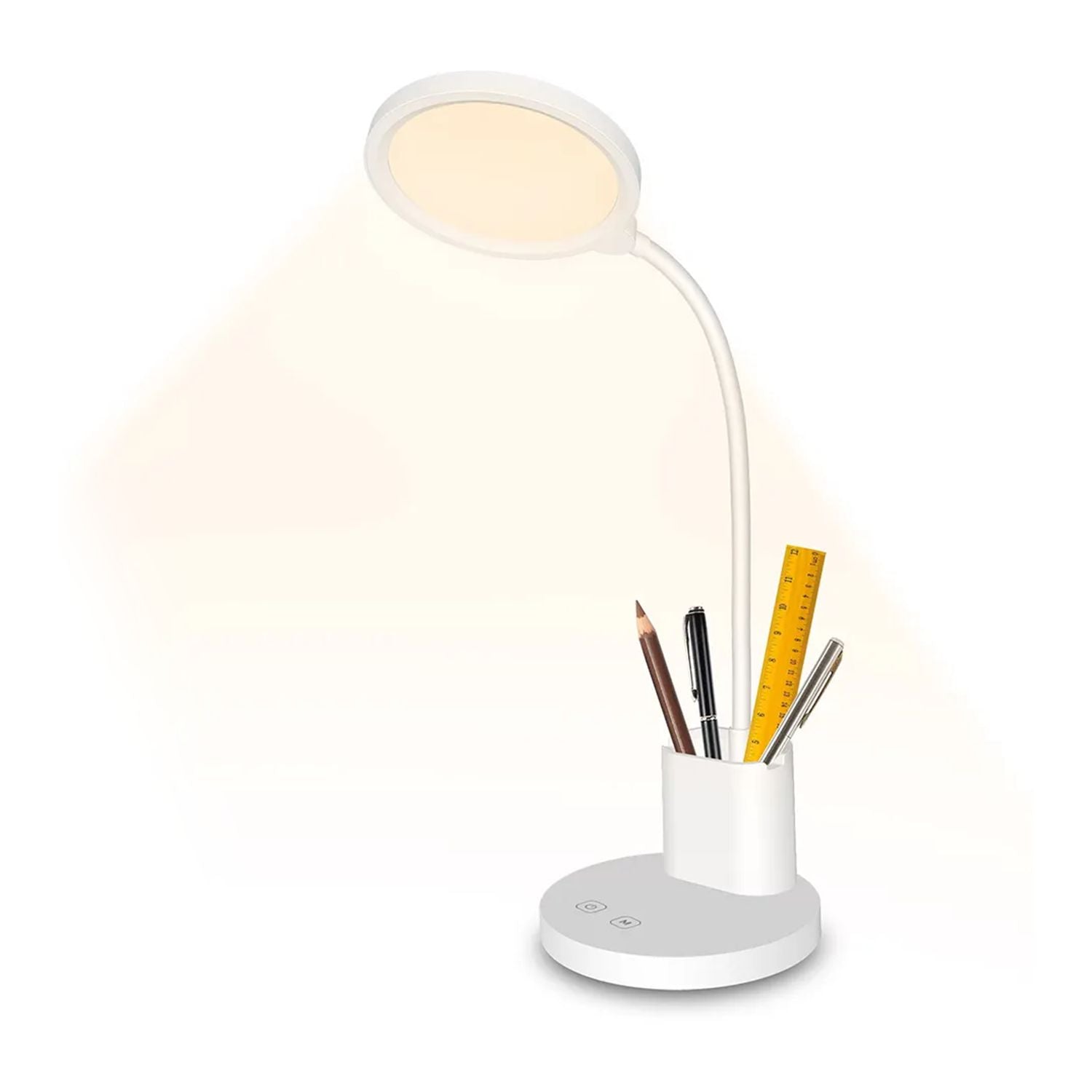 Desk Lamp With Pen And Phone Holder (White)
