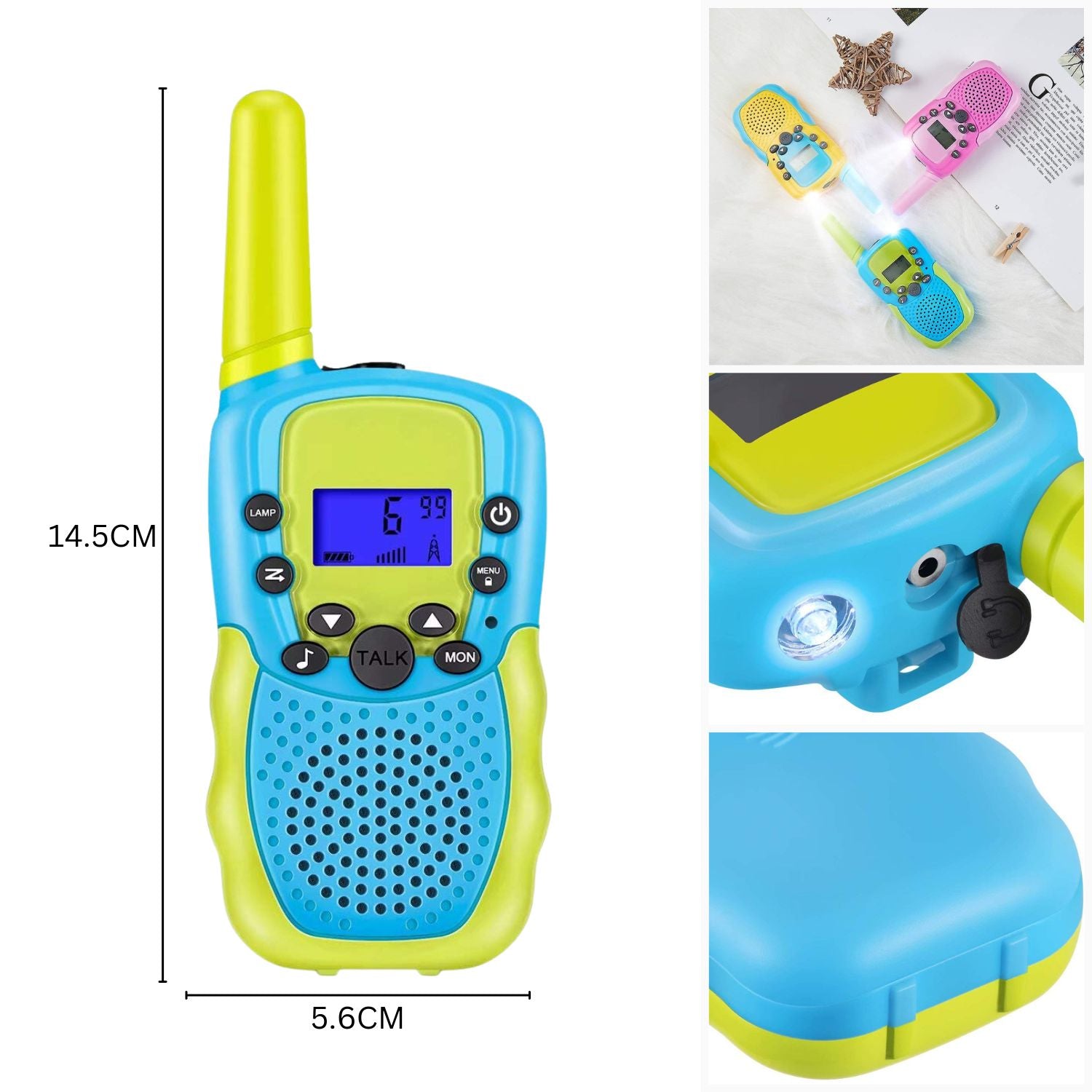 2 Pack Walkie Talkies for Kids with 40 Channels & LED Flashlight & LCD Screen (Blue and Green)