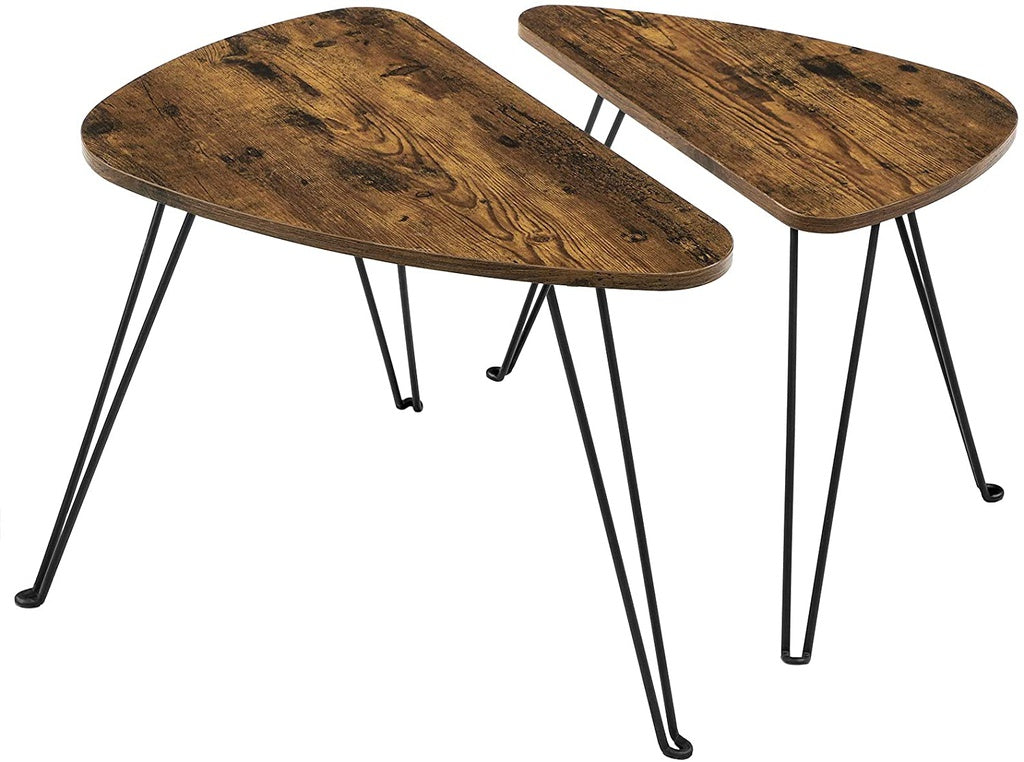 VASAGLE Nesting Table Triangle Rustic Brown and Black