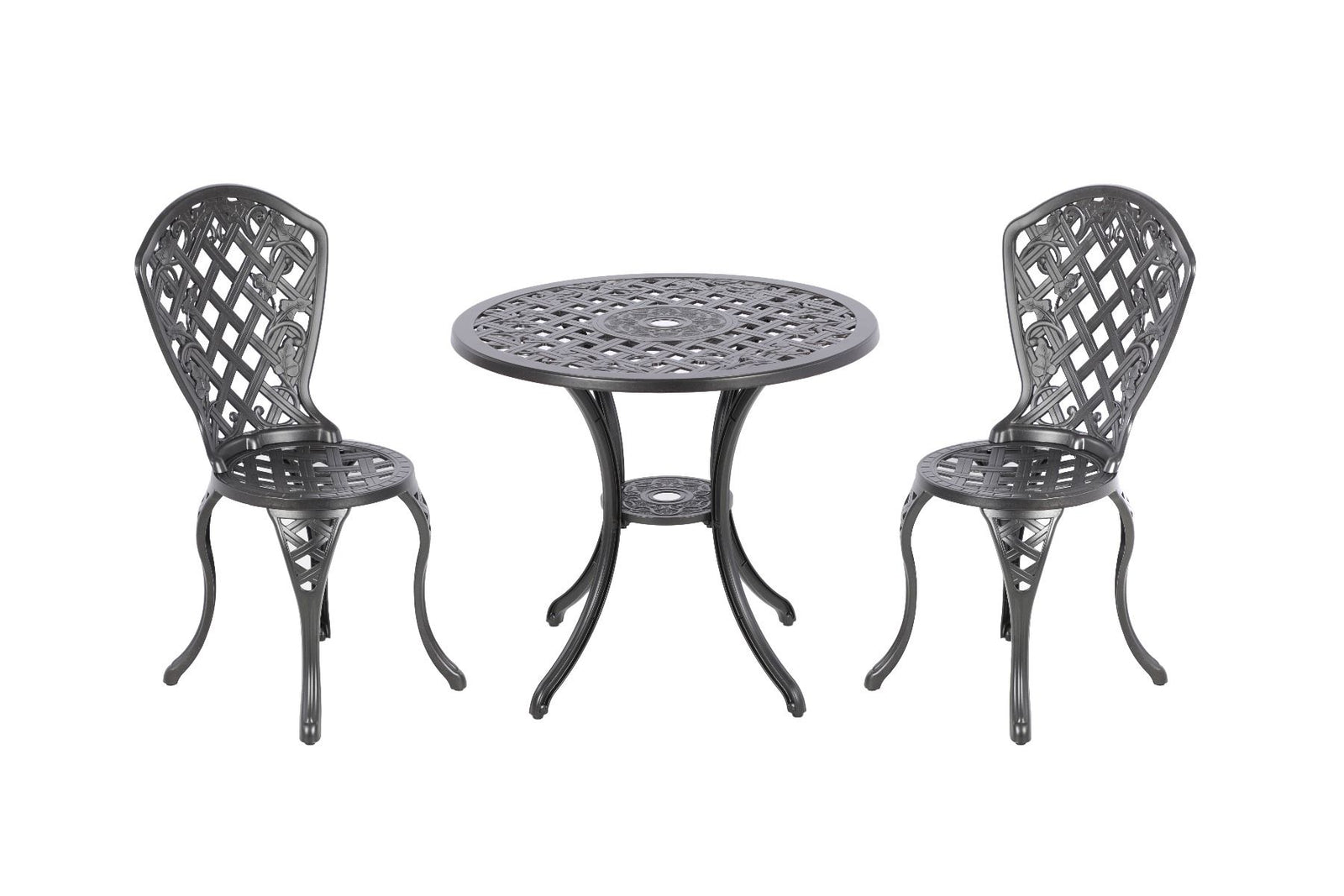 Remy 3‑Piece Outdoor Setting – Aluminium Table & 2 Chairs, Modern Black