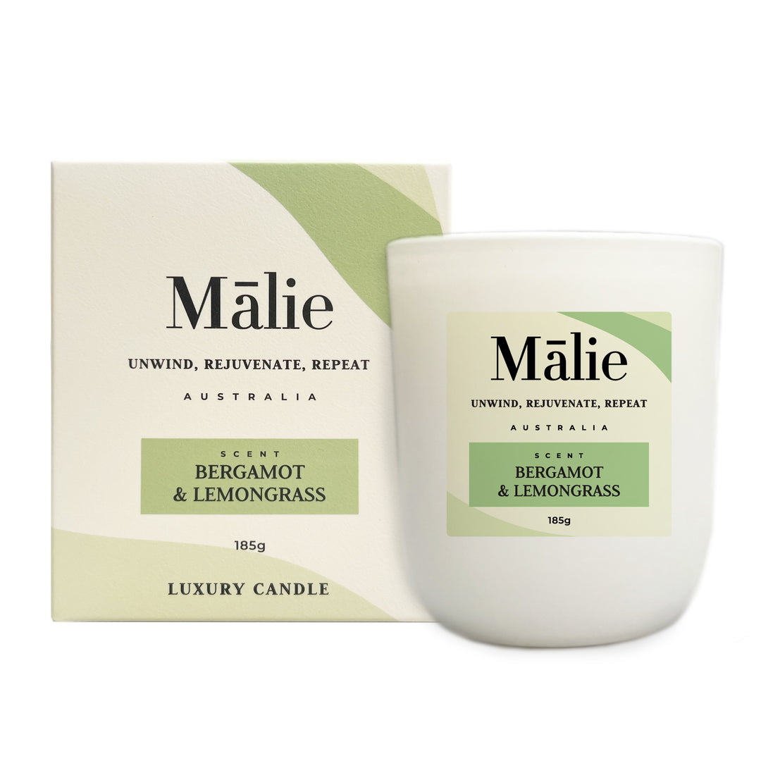 Bergamot & Lemongrass Luxury Soy Candle 185g - Malie