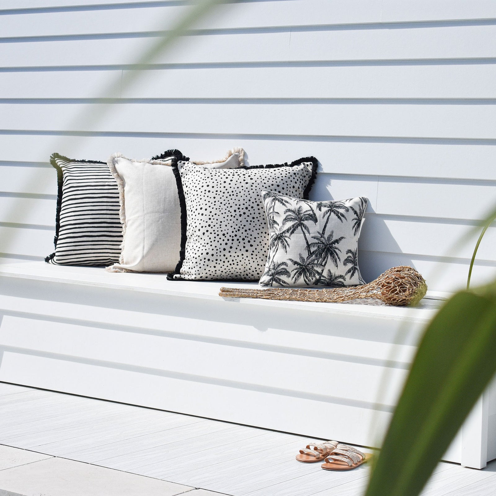 Cushion Cover-Coastal Fringe Natural-Solid Natural-60cm x 60cm