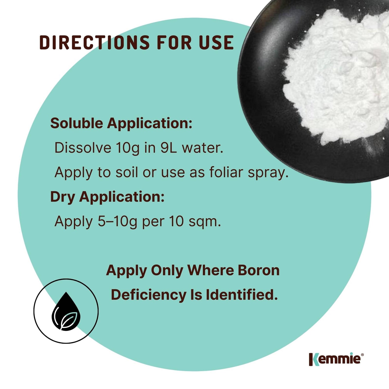 Kemmie 10Kg Boric Acid Powder 99.9% Pure - Soluble Orthoboric Acid H3BO3