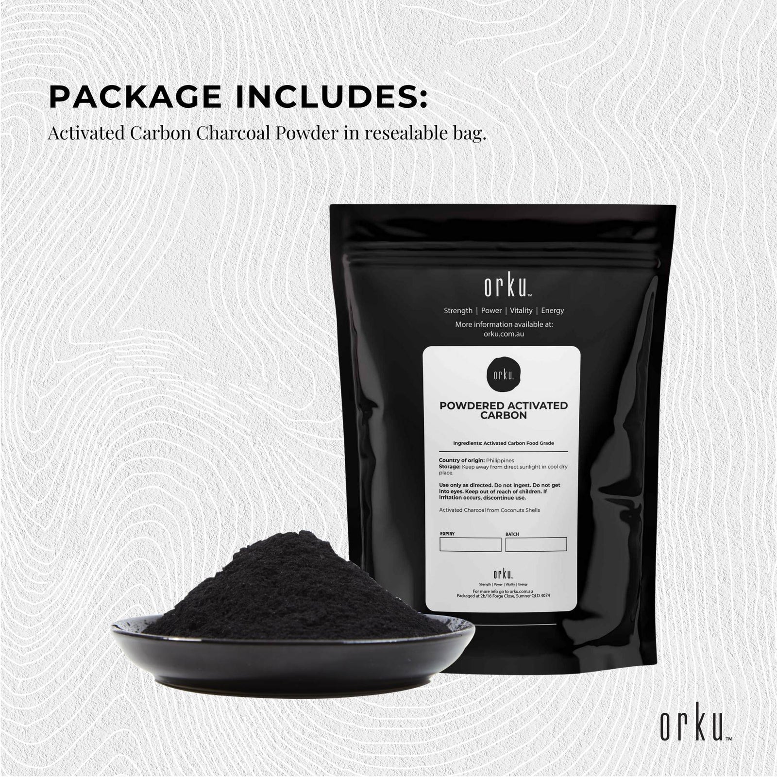 Orku 10g Activated Carbon Powder Coconut Charcoal