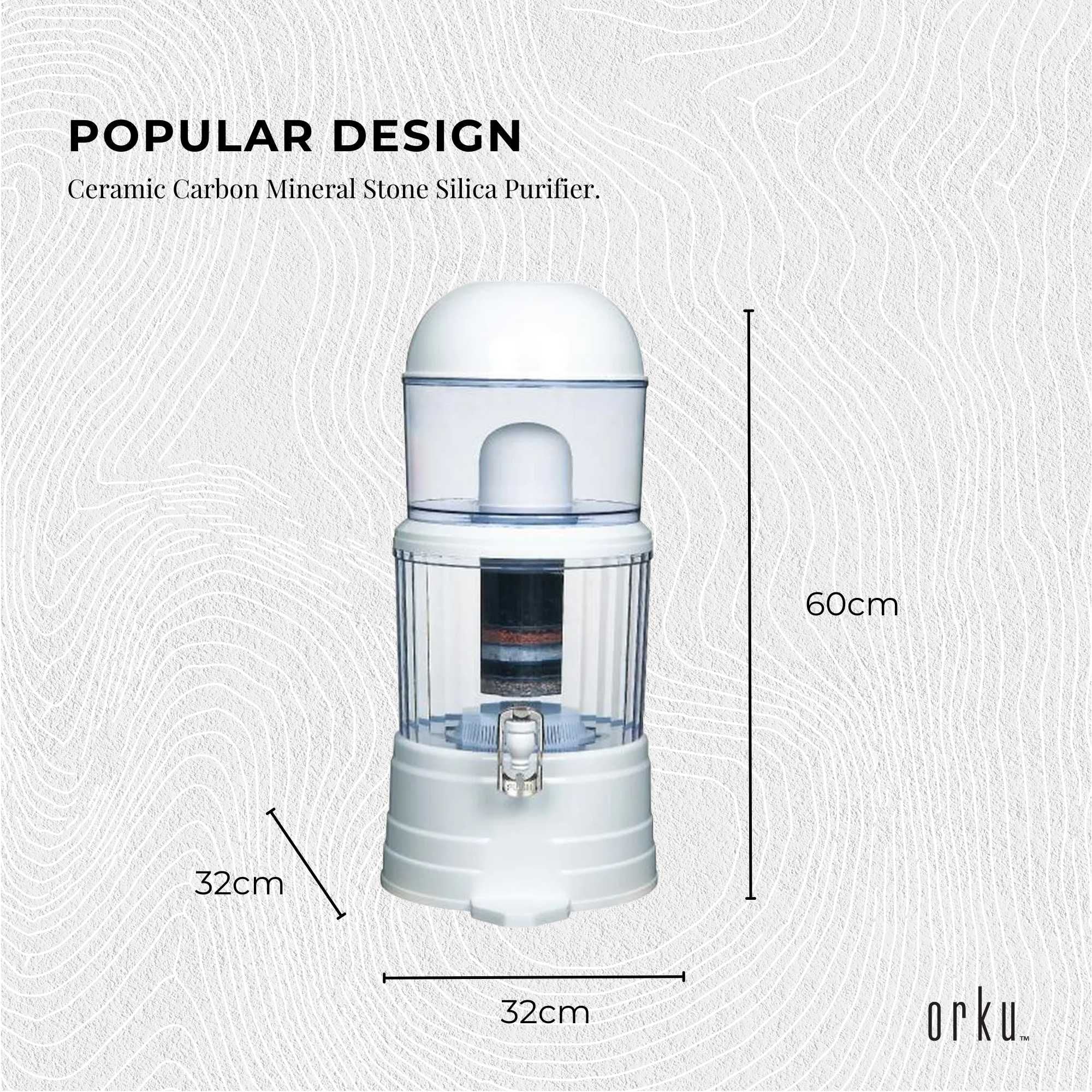 Orku 16L Benchtop Water Filters - 8 Stage Mineral Gravity Filtration System