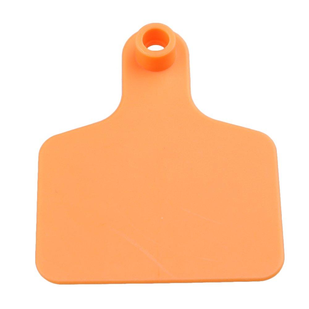 100x Cattle Ear Tags 6x7cm Set - Medium Orange Blank Cow Sheep Livestock Label