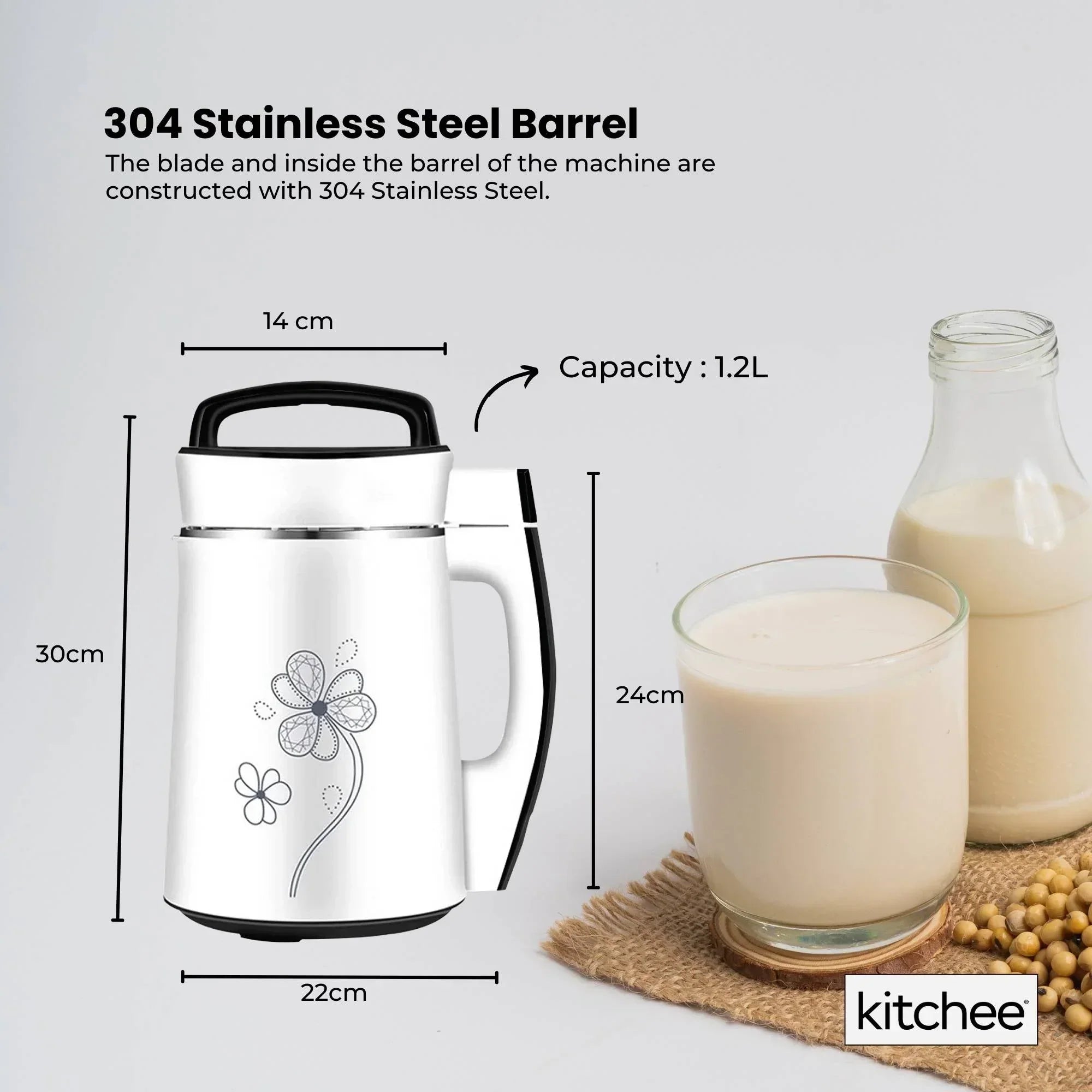 1.2L Electric Soy Bean Milk Maker Machine - Automatic Almond Nut Blender