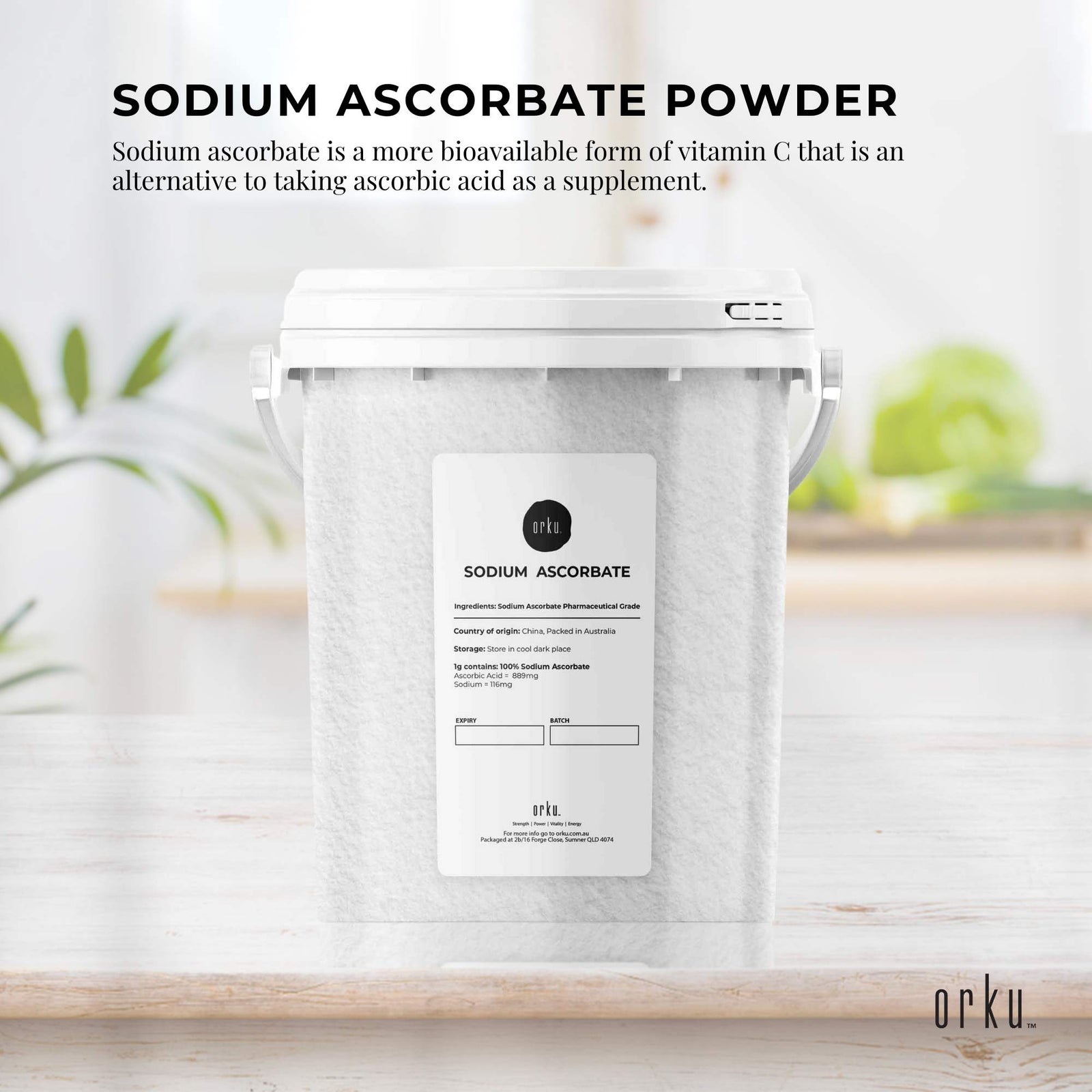 1.2Kg Sodium Ascorbate Powder - Tub Vitamin C Pharmaceutical Grade Ascorbic Acid