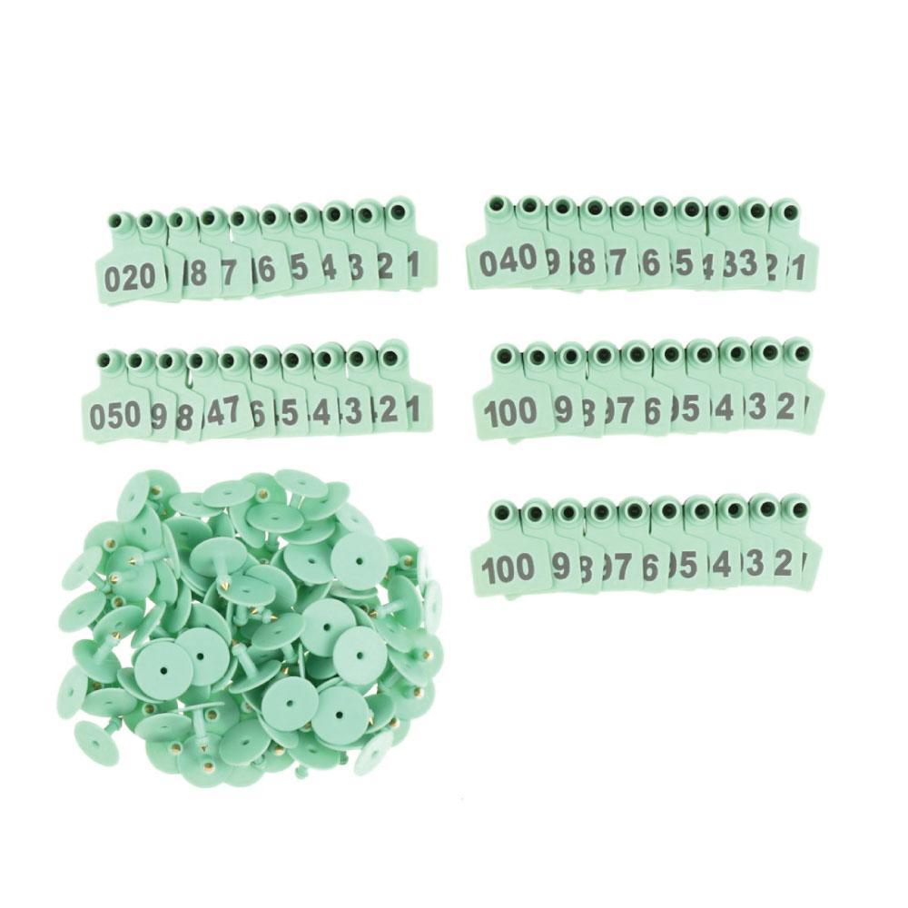 1-100 Cattle Number Ear Tags Set - Green Pig Sheep Goat Livestock Label