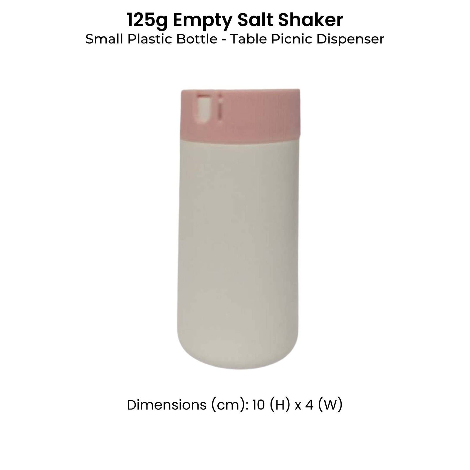 125g Empty Salt Shaker - Small Plastic Bottle - Table Picnic Dispenser
