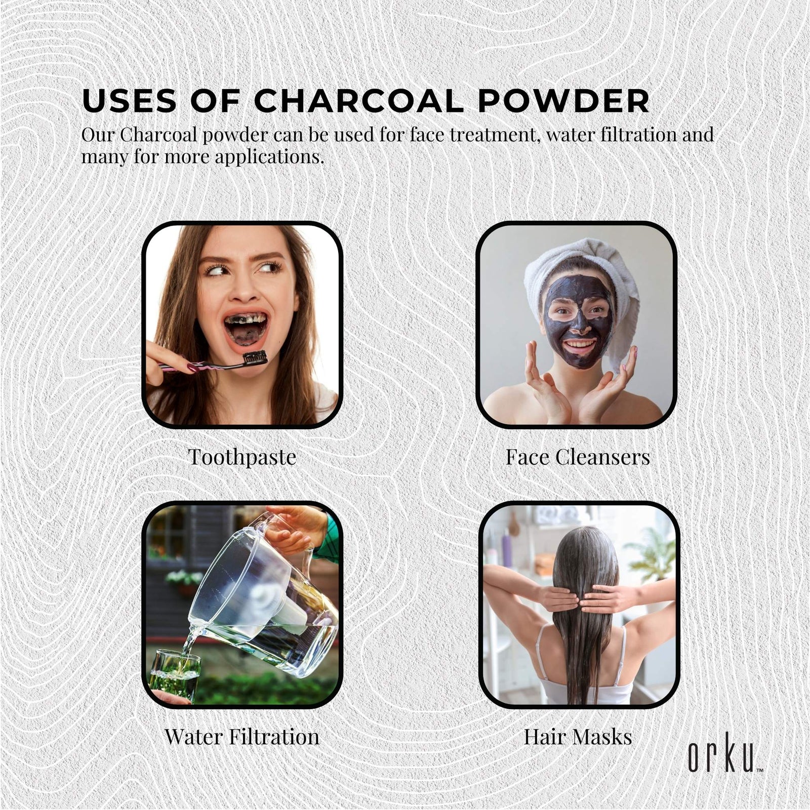 Orku 400g Activated Carbon Powder Coconut Charcoal Bucket