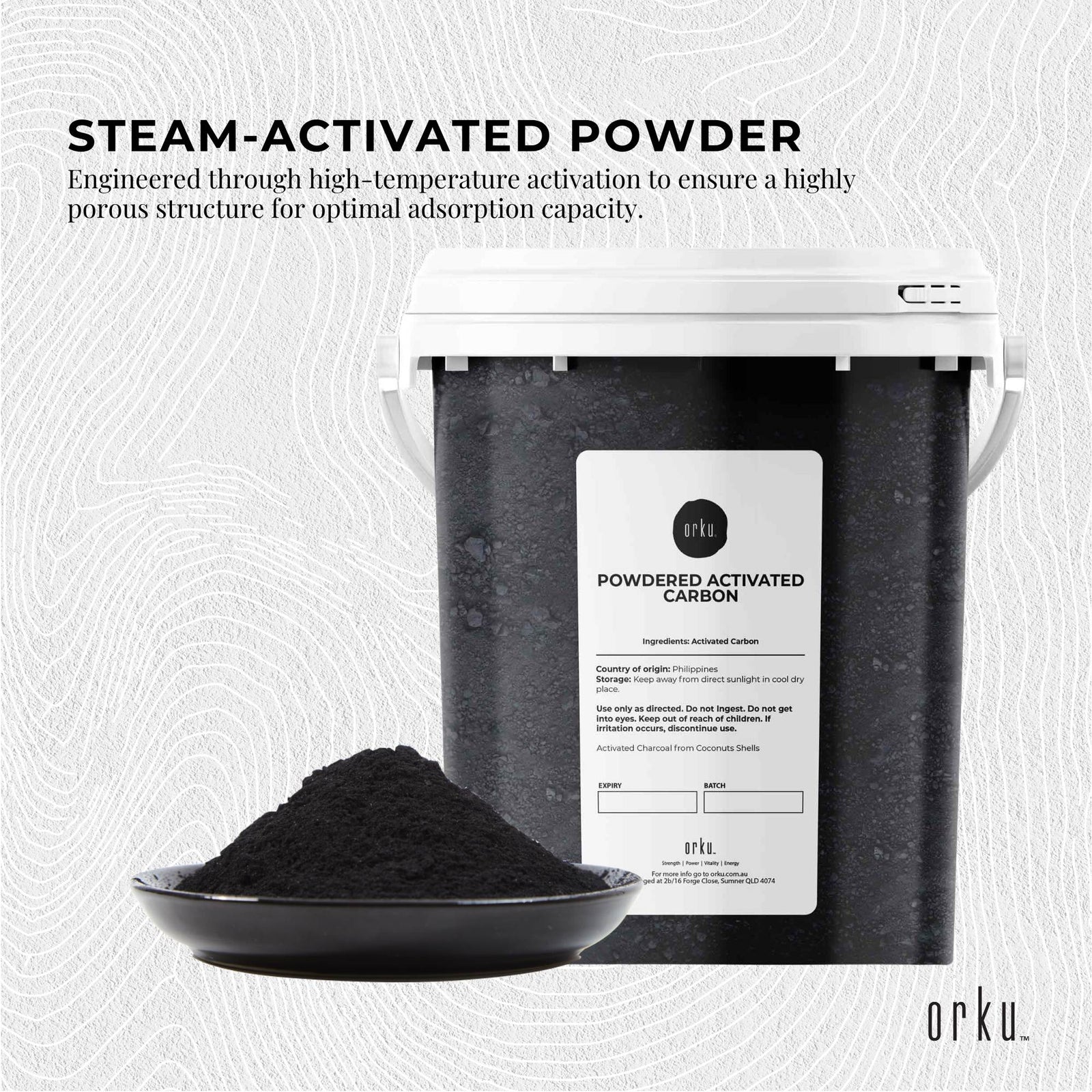 400g Activated Carbon Powder Coconut Charcoal Bucket