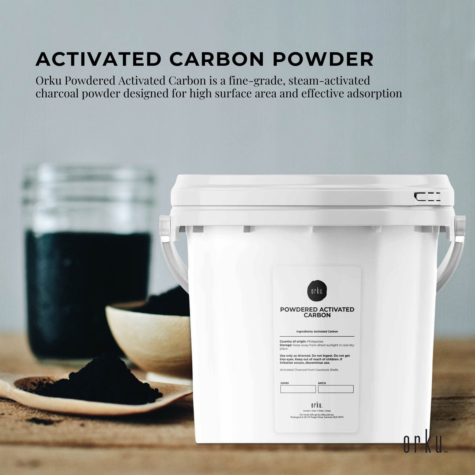 2.3Kg Activated Carbon Powder Coconut Charcoal Bucket - Water Filtration