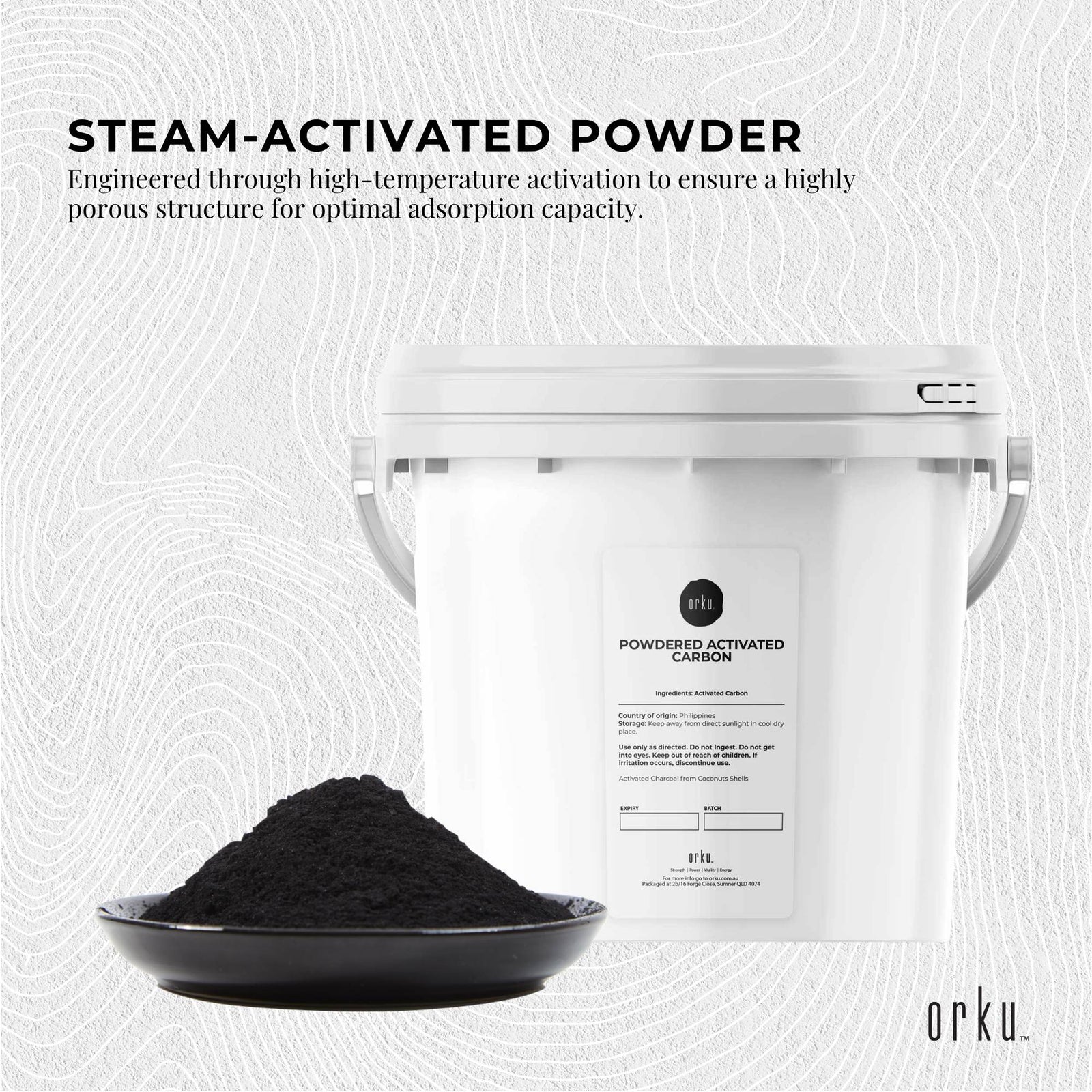 2.3Kg Activated Carbon Powder Coconut Charcoal Bucket - Water Filtration