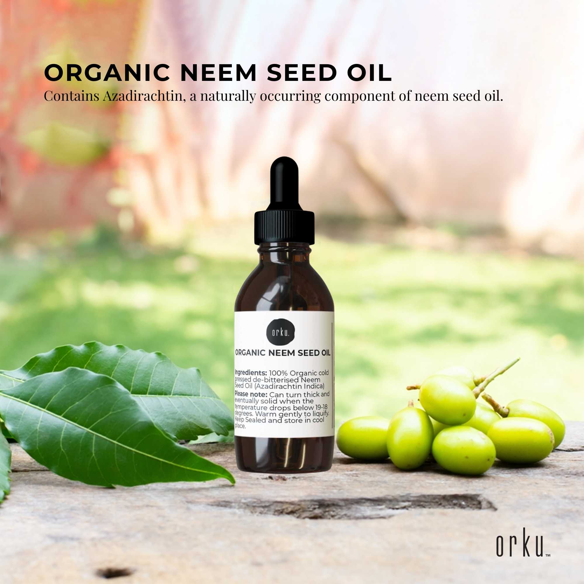 25ml Organic Neem Seed Oil - Debitterised Cold Pressed Azadirachtin Indica