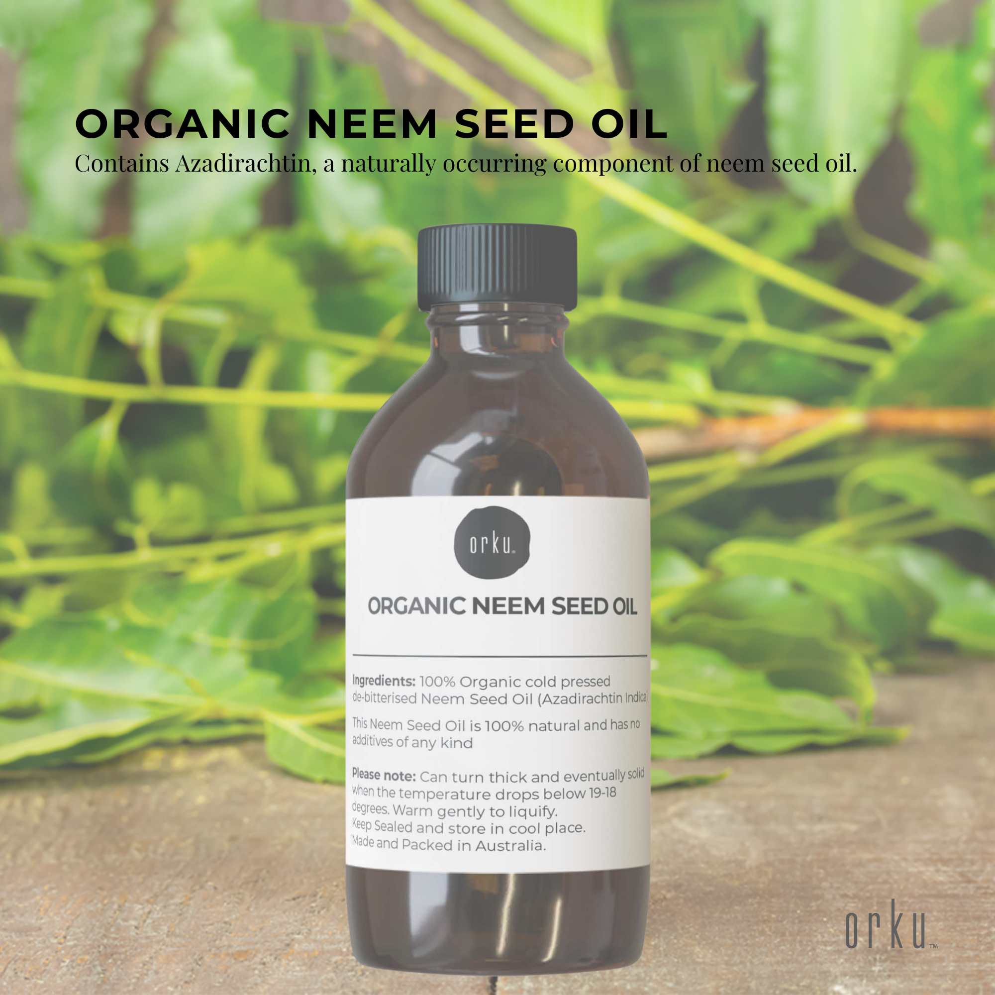 30ml Organic Neem Seed Oil - Debitterised Cold Pressed Azadirachtin Indica