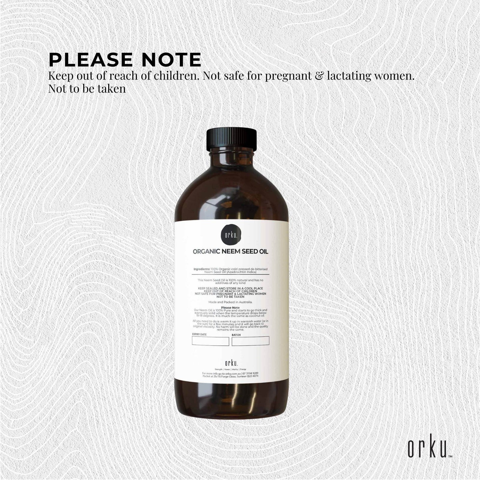 500ml Organic Neem Seed Oil Debitterised Cold Pressed Azadirachtin Indica