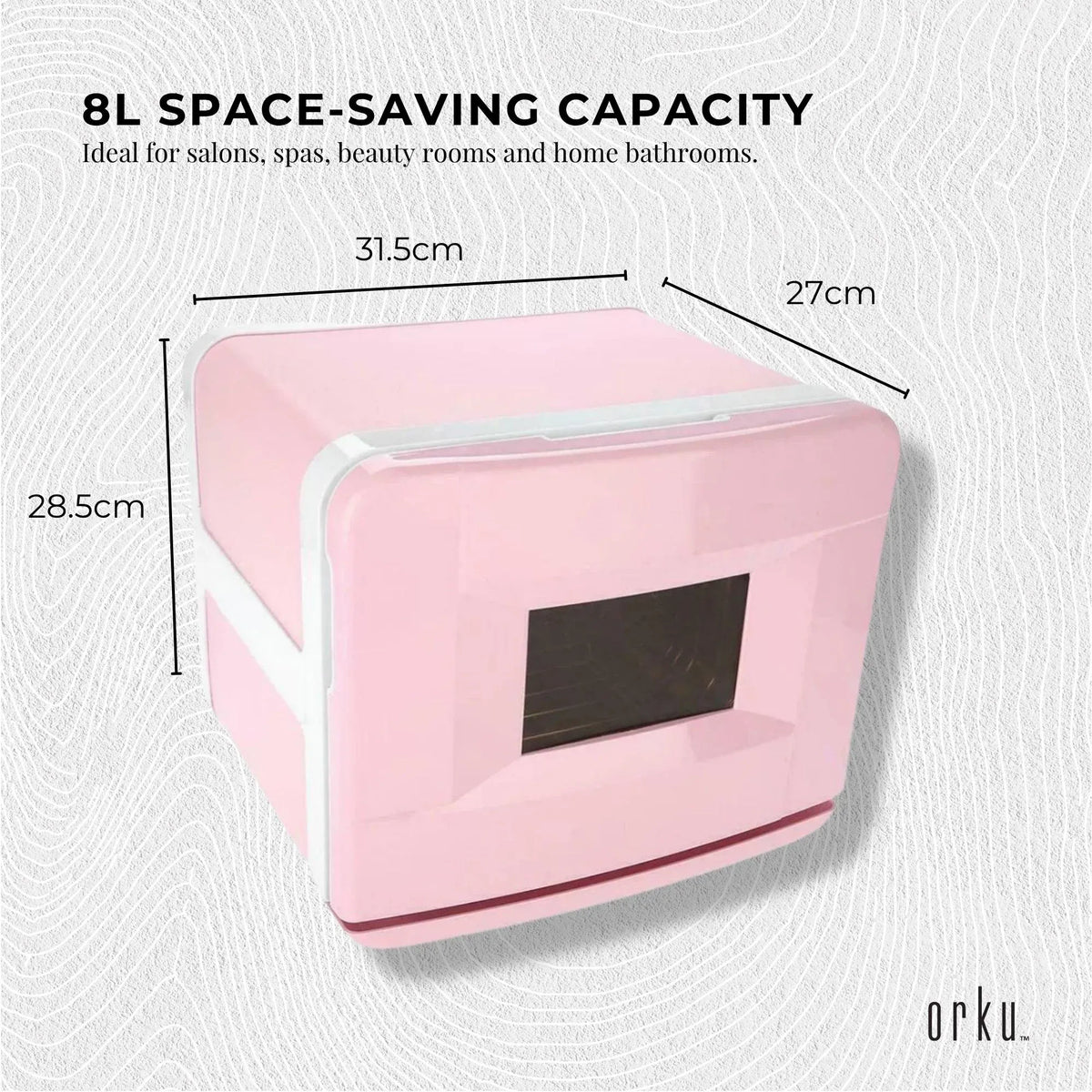 Orku 8L Electric Towel Warmer UV Steriliser Cabinet for Salon, Spa & Home, Pink