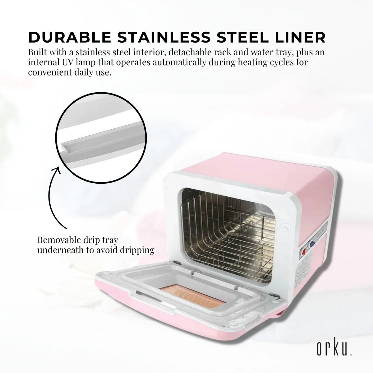 Orku 8L Electric Towel Warmer UV Steriliser Cabinet for Salon, Spa & Home, Pink