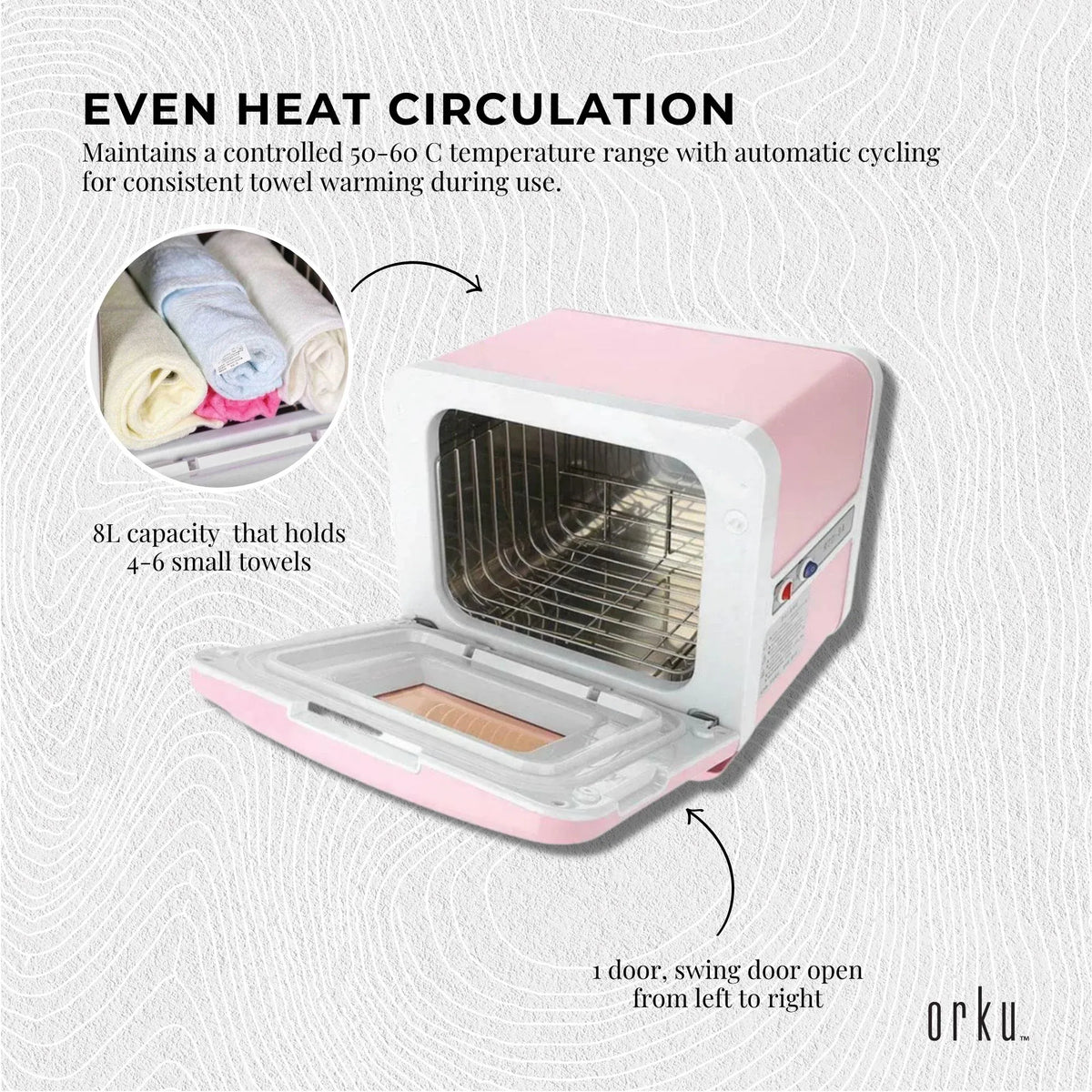 Orku 8L Electric Towel Warmer UV Steriliser Cabinet for Salon, Spa & Home, Pink