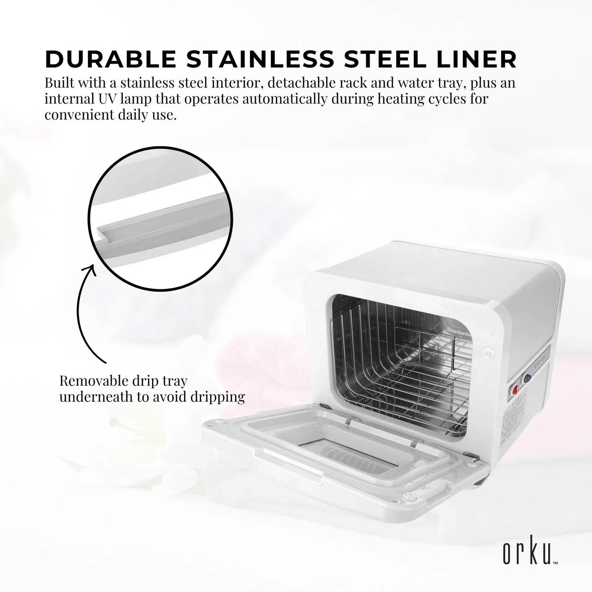 8L Electric Towel Warmer with UV Sterilising Cabinet, White, 130W