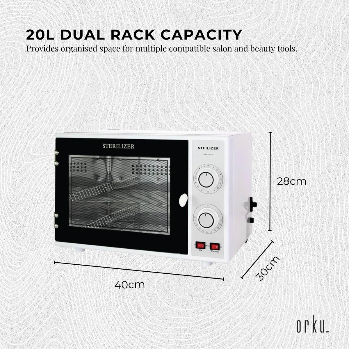 20L UV Ozone Steriliser Cabinet for Salon & Nail Tools with Towel Warmer 80°C