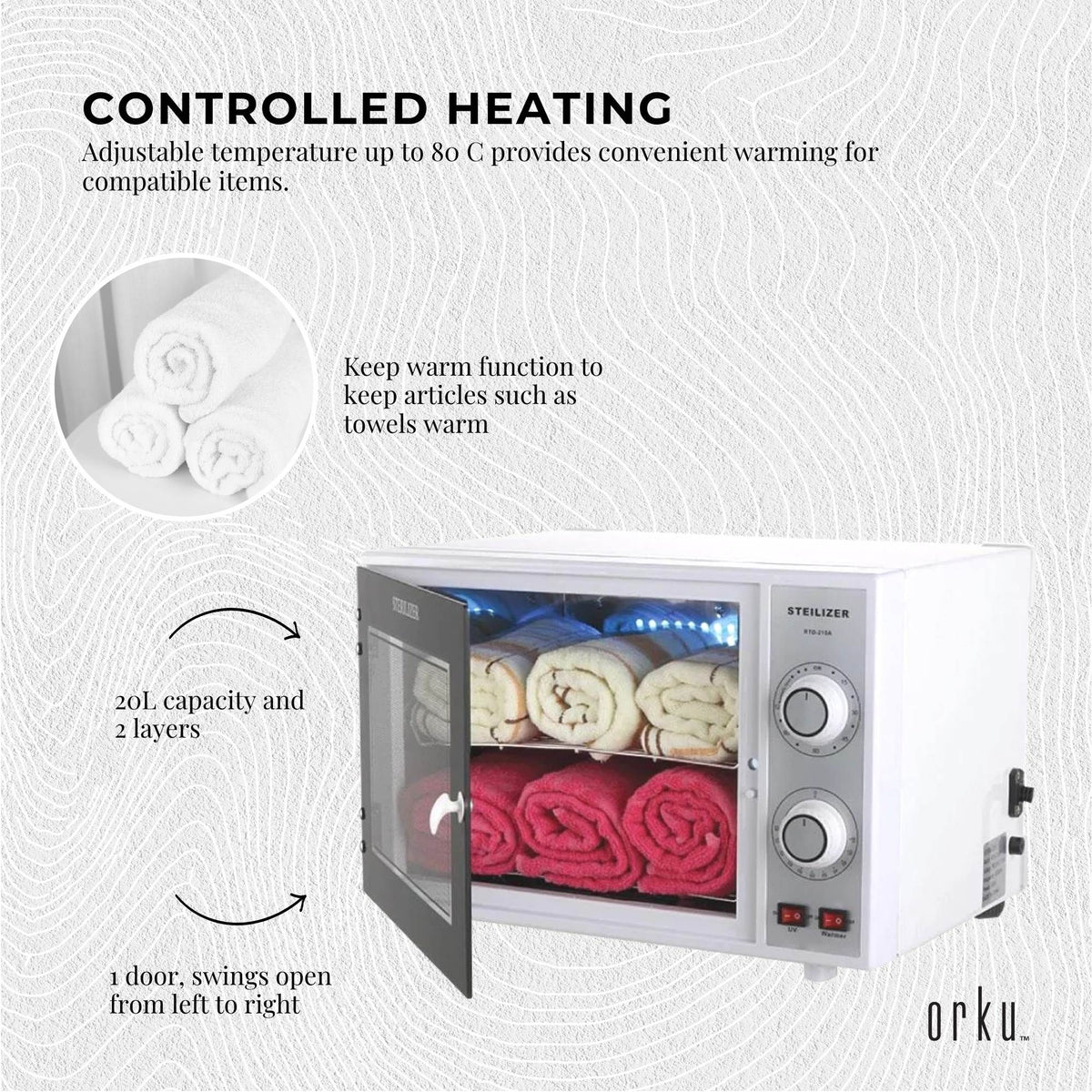 20L UV Ozone Steriliser Cabinet for Salon & Nail Tools with Towel Warmer 80°C