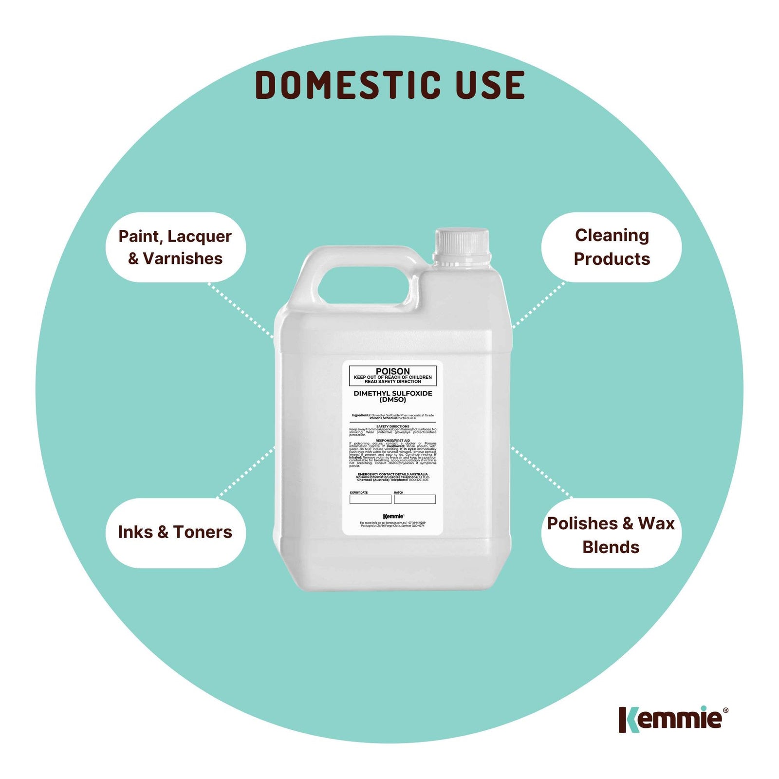 Kemmie 5L DMSO Liquid 99.9% Pure USP Grade Dimethyl Sulfoxide Solvent Bulk