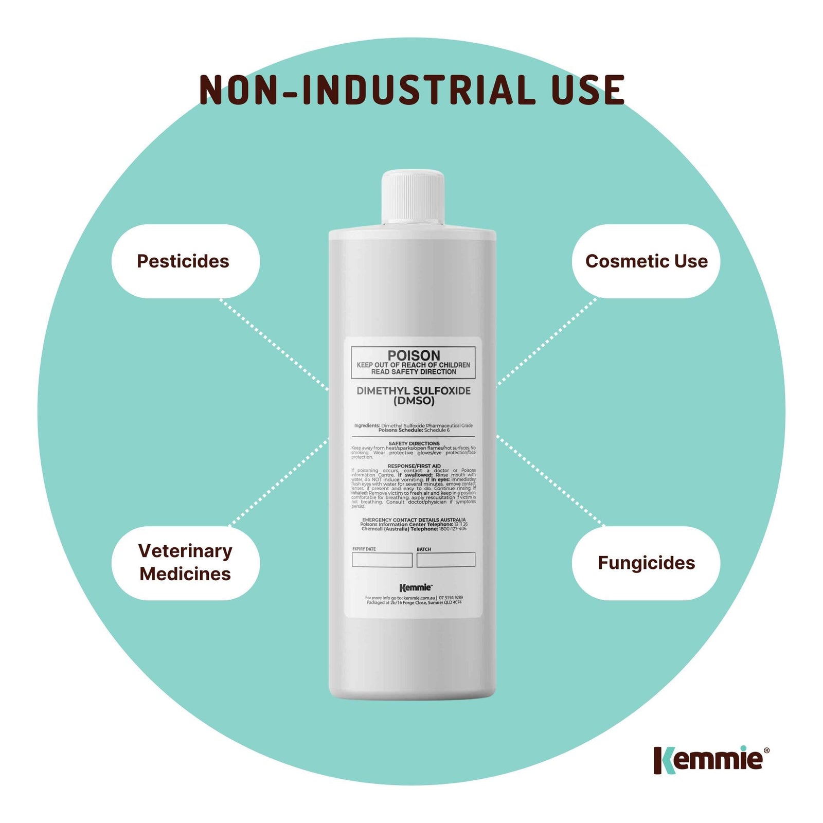 Kemmie 500ml DMSO Liquid 99.9% Pure USP Grade Dimethyl Sulfoxide Solvent