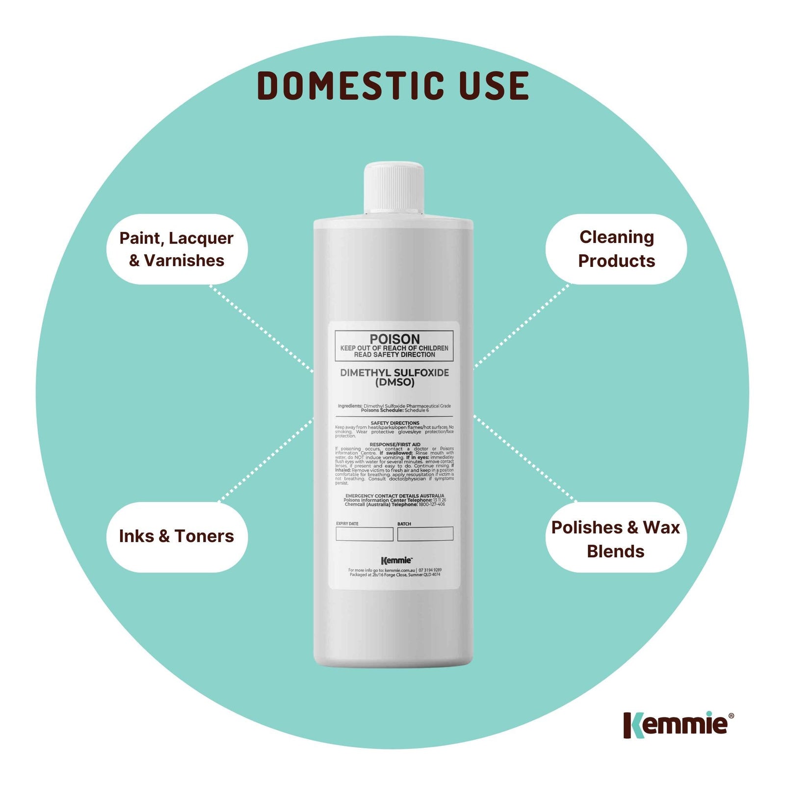 Kemmie 500ml DMSO Liquid 99.9% Pure USP Grade Dimethyl Sulfoxide Solvent