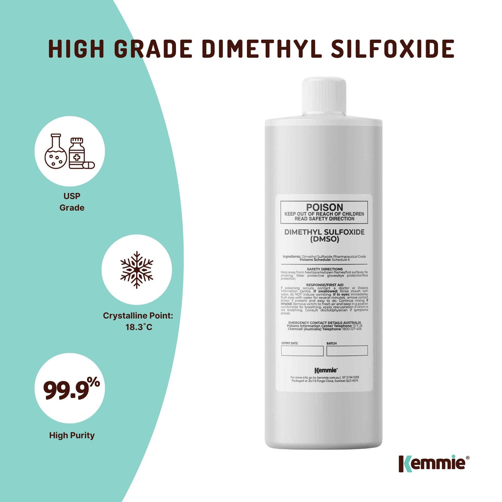 250ml DMSO Liquid Dimethyl Sulfoxide 99.9% Pure Pharmaceutical Grade Solvent