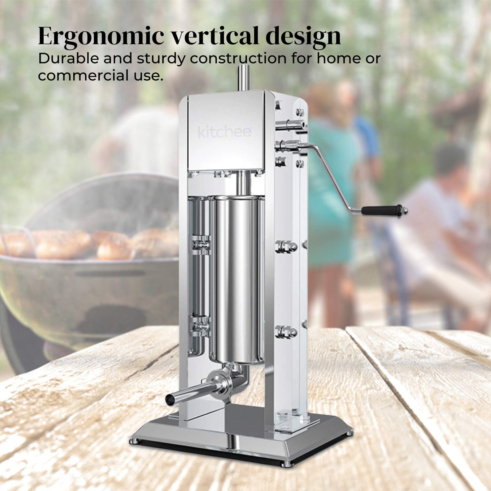 5L Manual Vertical Sausage Filler - Stainless Stuffer Meat Press Machine