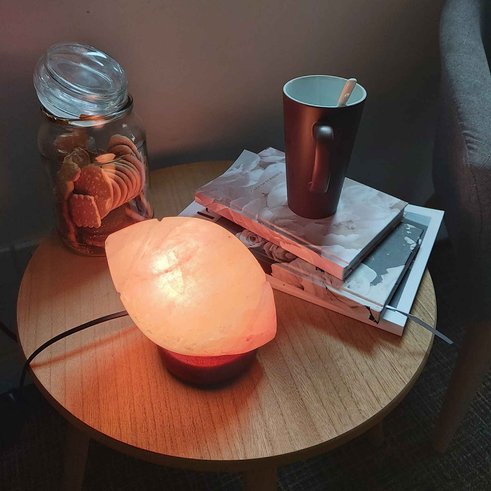 12V 12W Rug Himalayan Pink Salt Lamp Carved Footy Rock Crystal Light Bulb On/Off