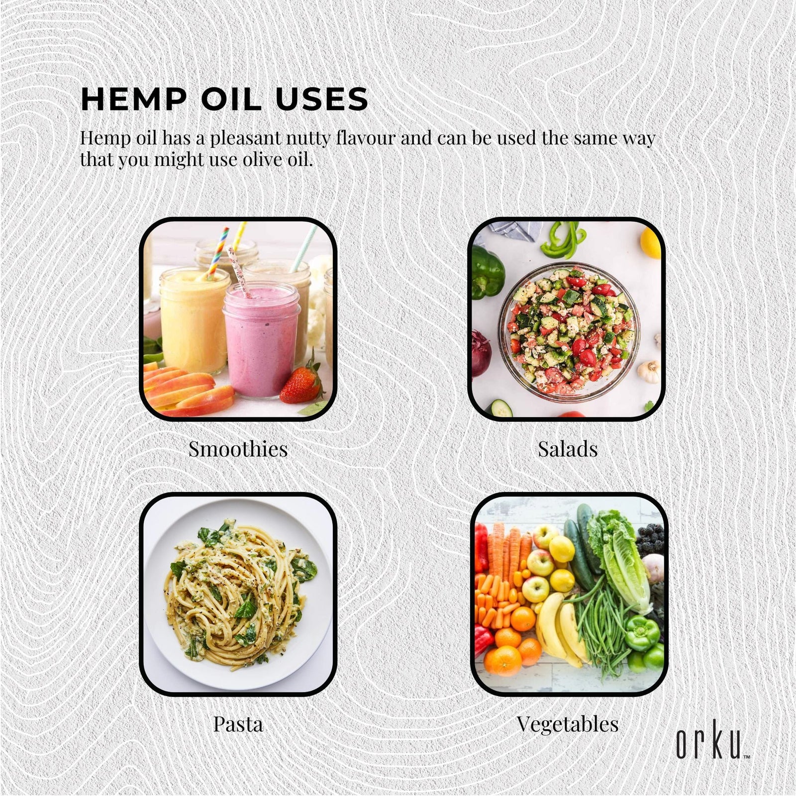 Orku 250ml Organic Hemp Seed Oil - Cold Pressed Food Grade Oils