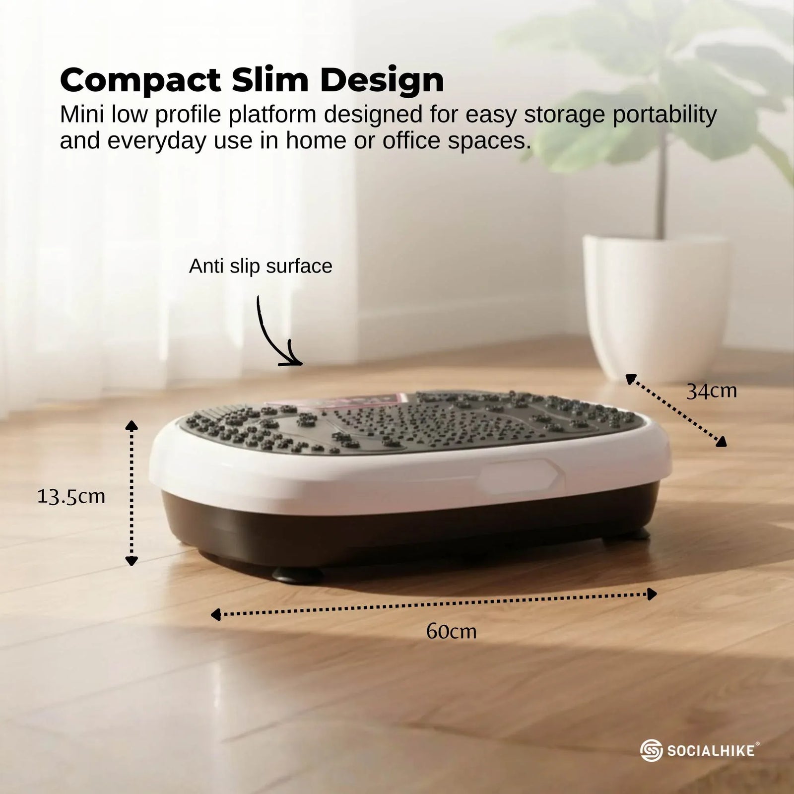 Social Hike 60cm Vibration Plate Machine Full Body Exercise Platform White