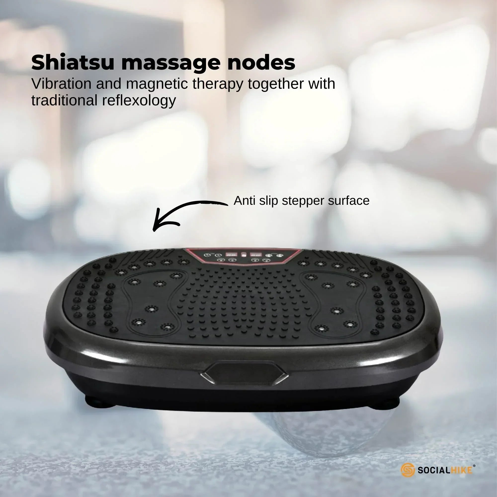 Social Hike 60cm Vibration Plate Machine Full Body Exercise Platform Black