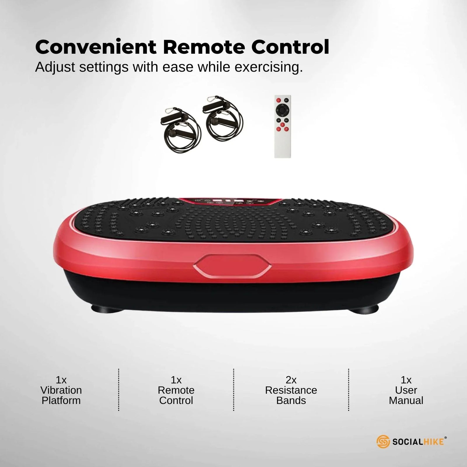 Social Hike 60cm Vibration Plate Machine Full Body Exercise Platform Red